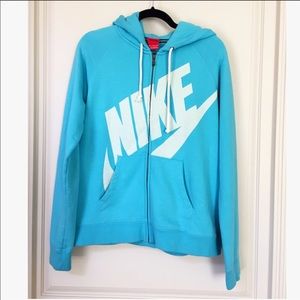 Nike Baby Blue & White Zip Up Hoodie Jacket